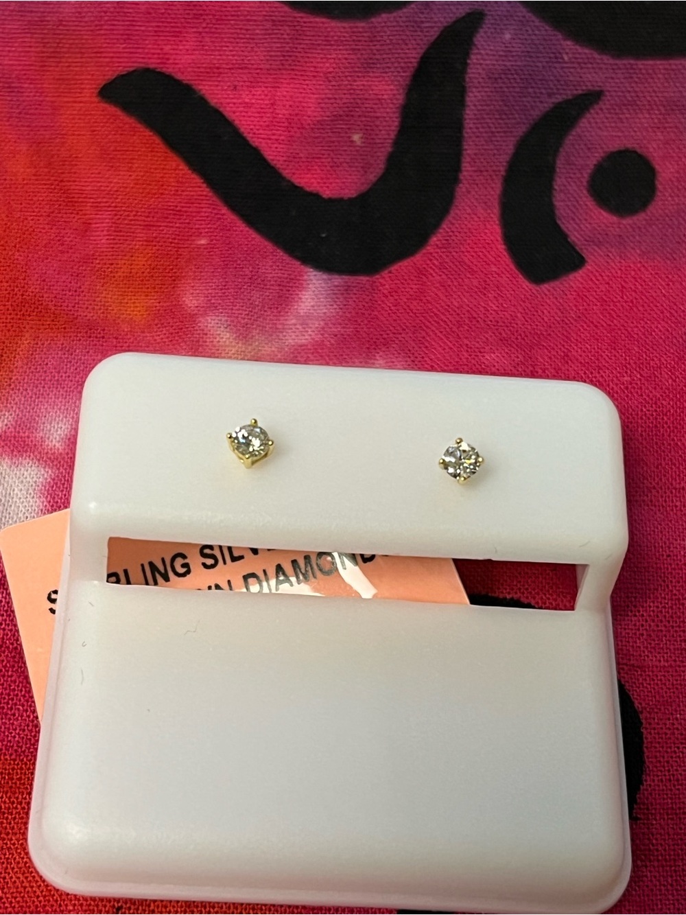 Lab Grown Diamond Gold over Sterling Silver Stud Earrings .13 CTTW D VS NWT